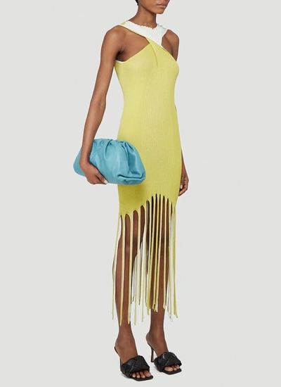 Shop Bottega Veneta Fringed Fitted Dress In Yellow