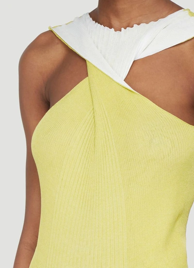 Shop Bottega Veneta Fringed Fitted Dress In Yellow