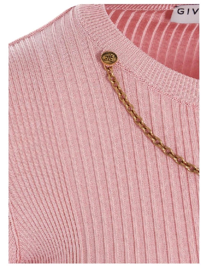 Shop Givenchy Chain Ribbed Fitted Jumper In Pink