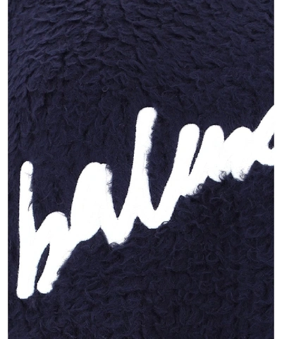 Shop Balenciaga Scribble Logo Turtleneck Knit Sweater In Blue
