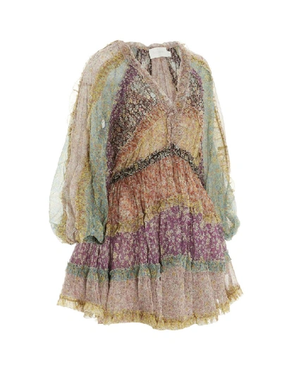 Shop Zimmermann Carnaby Frill Billow Dress In Multi