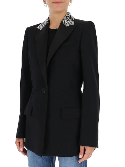 Shop Givenchy Embellished Collar Peplum Blazer In Black