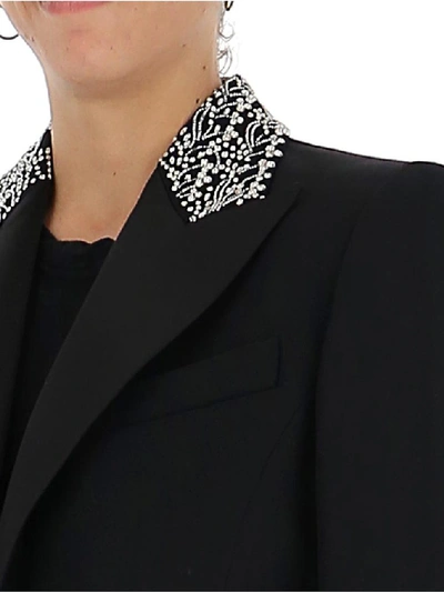 Shop Givenchy Embellished Collar Peplum Blazer In Black