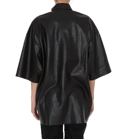 Shop Nanushka Roque Cropped Sleeve Shirt In Black