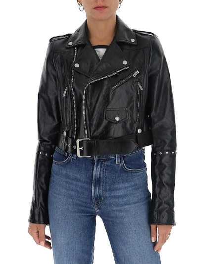 Shop Givenchy Studded Biker Leather Jacket In Black
