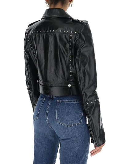 Shop Givenchy Studded Biker Leather Jacket In Black