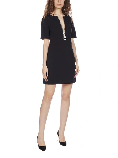 Shop Moschino Zipped Mini Dress In Black