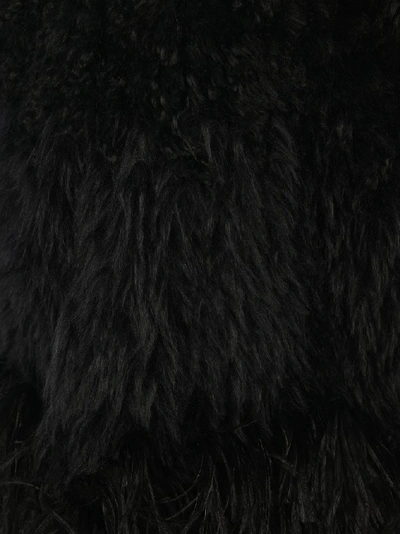 Shop Prada Fur Long Coat In Black