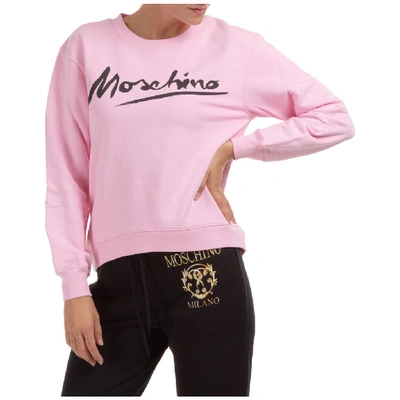 Shop Moschino Logo Sweatshirt In Pink