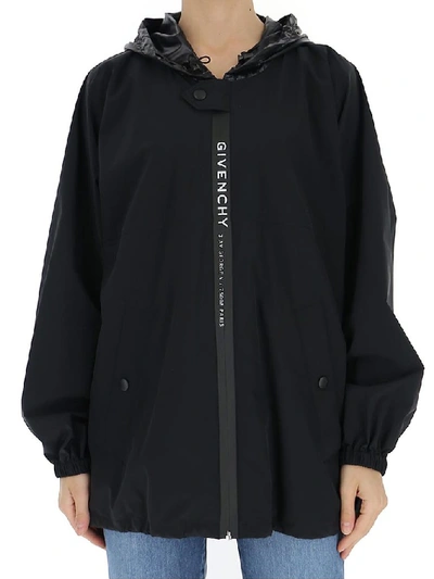 Shop Givenchy Logo Hooded Windbreaker Jacket In Black