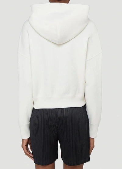 Shop Valentino Cropped Hoodie In White