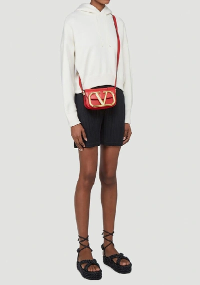 Shop Valentino Cropped Hoodie In White