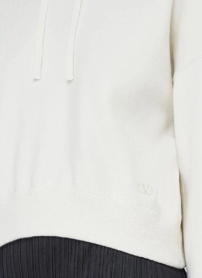 Shop Valentino Cropped Hoodie In White