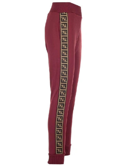 Shop Fendi Ff Motif Joggers In Red