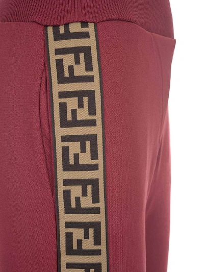 Shop Fendi Ff Motif Joggers In Red