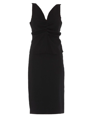 Shop Givenchy Ruched Peplum Dress In Black