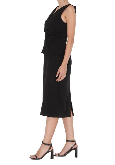 Shop Givenchy Ruched Peplum Dress In Black