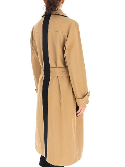 Shop Givenchy Contrast Stripe Belted Trench Coat In Beige