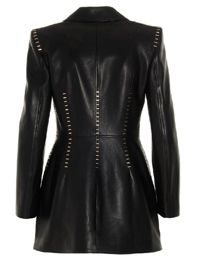 Shop Alexander Mcqueen Stapled Leather Jacket In Black