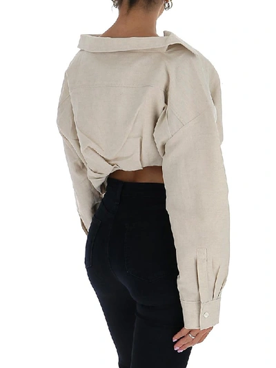 Shop Jacquemus Tucked Cropped Shirt In Beige