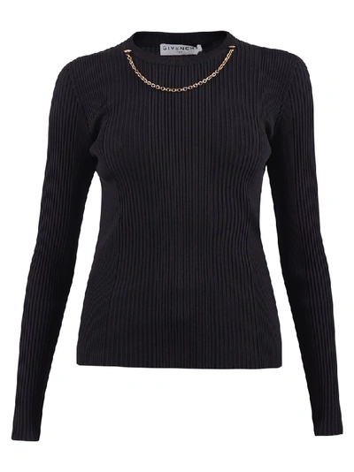 Shop Givenchy Chain Ribbed Fitted Jumper In Black