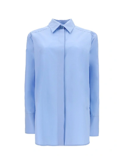 Shop Givenchy Logo Embroidered Tailored Shirt In Blue