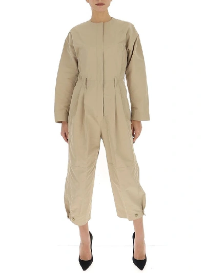 Shop Givenchy Cargo Cropped Jumpsuit In Beige