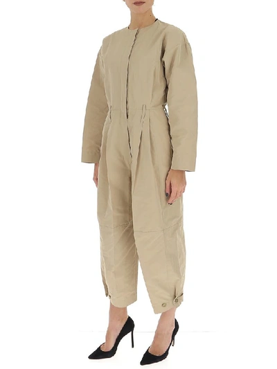 Shop Givenchy Cargo Cropped Jumpsuit In Beige