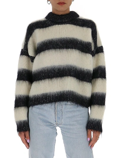 Shop Saint Laurent Striped Knitted Sweater In Multi