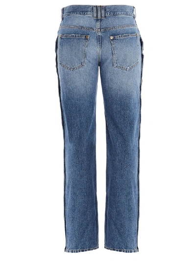 Shop Balmain Buttoned Jeans In Blue