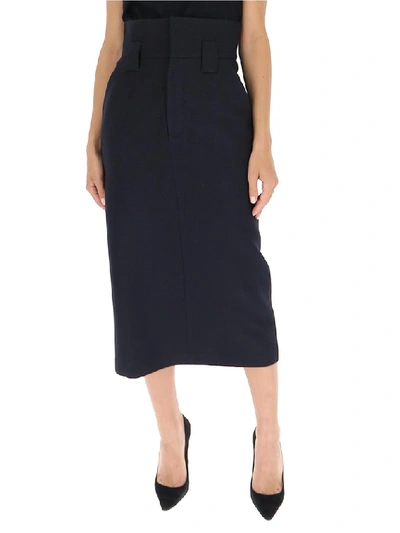 Shop Fendi High Waist Midi Skirt In Blue
