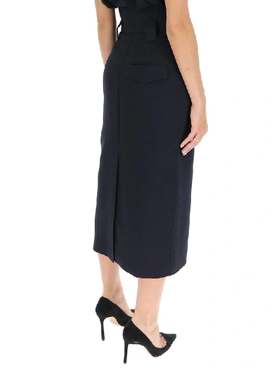 Shop Fendi High Waist Midi Skirt In Blue