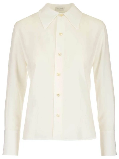 Shop Saint Laurent Pointed Collar Shirt In White