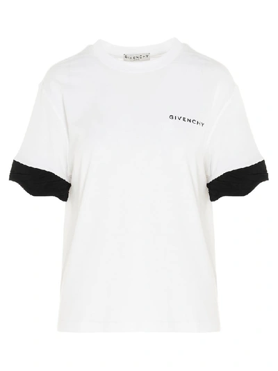 Shop Givenchy Logo Printed Contrast Sleeve T In White