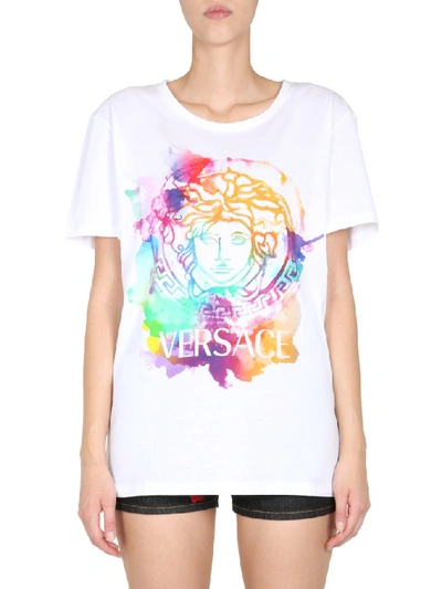 Shop Versace Watercolour Medusa T In White