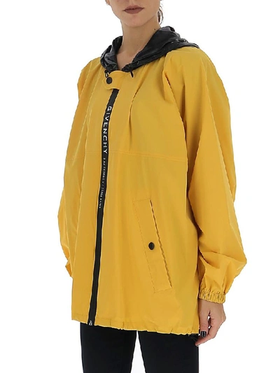 Shop Givenchy Logo Hooded Windbreaker Jacket In Yellow