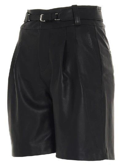 Shop Red Valentino Belted Leather Shorts In Black