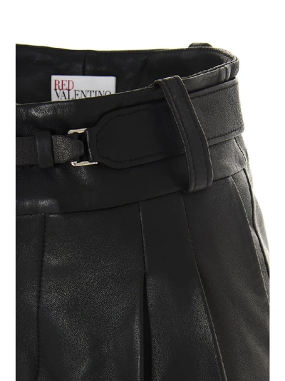 Shop Red Valentino Belted Leather Shorts In Black