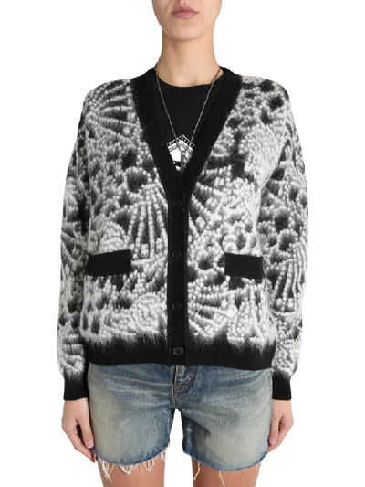 Shop Saint Laurent Floral Knitted Cardigan In Multi