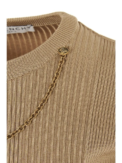 Shop Givenchy Chain Ribbed Top In Beige