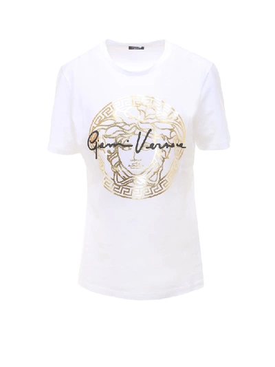 Shop Versace Gv Signature Medusa T In White