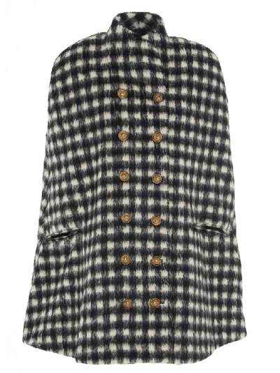 Shop Balmain Houndstooth Cape In Multi