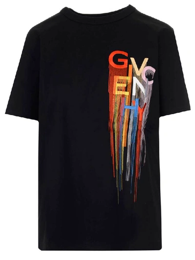Shop Givenchy Embroidered Logo T In Black
