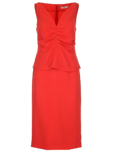 Shop Givenchy Ruched Peplum Dress In Red