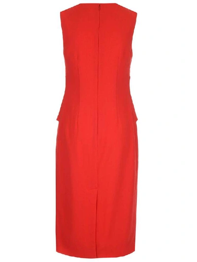 Shop Givenchy Ruched Peplum Dress In Red