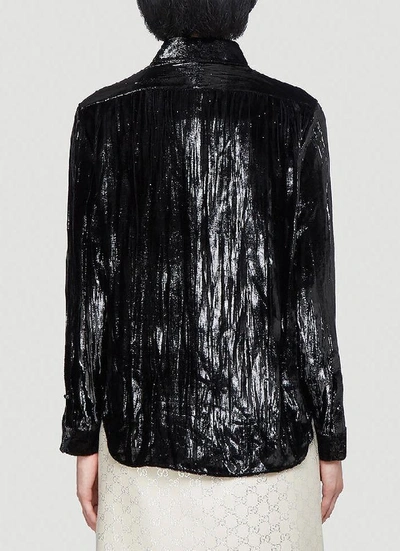 Shop Gucci Shiny Velvet Shirt In Black