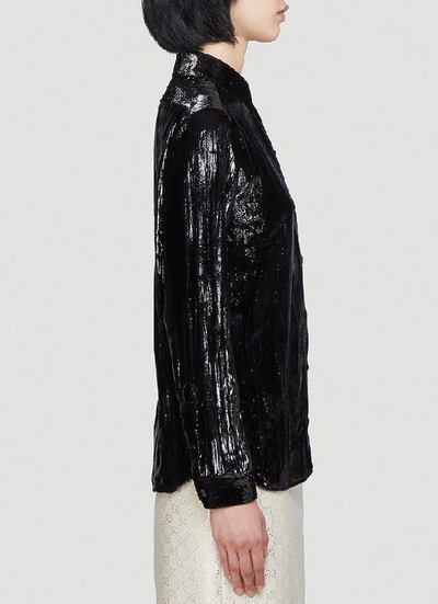 Shop Gucci Shiny Velvet Shirt In Black