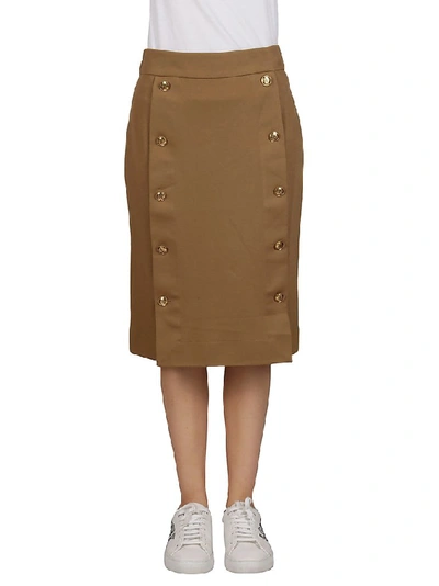 Shop Givenchy 4g Button Pencil Skirt In Brown