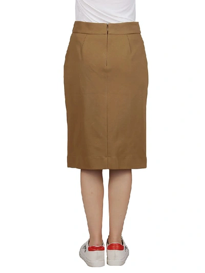 Shop Givenchy 4g Button Pencil Skirt In Brown
