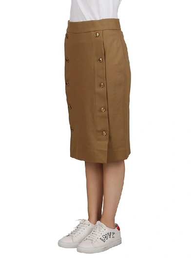 Shop Givenchy 4g Button Pencil Skirt In Brown